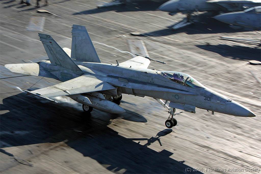 40 CVN71060221 FA-18C 164629 AJ-301 DK 03 F/A-18C 164629/AJ-301 of VFA-15 - USS Theodore Roosevelt, 21 February 2006 (C) Didier Kories